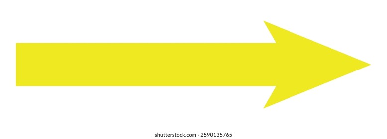 Yellow arrow to the right . vector, isolated. Yellow arrow isolated on a white background, long arrow icon , yellow bold long arrow