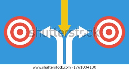 yellow arrow split counter arrows to two different targets, sector concept