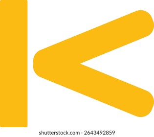 A yellow arrow symbol pointing left in a minimalist design, representing direction and movement in a modern geometric vector style.
