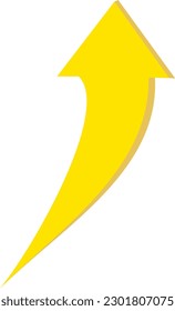 Yellow arrow up. Arrow up icon. Color flat ui for website. Top symbol for button isolated on white background. Vector illustration. Replaceable vector design.