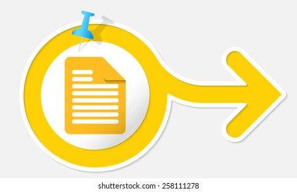 Yellow arrow with white frame and document icon