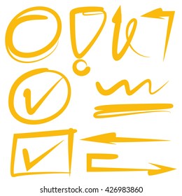 yellow arrows and check marks