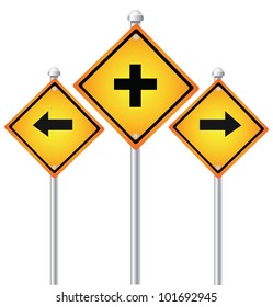 Yellow arrows signpost on white background,Vector