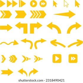 yellow arrows vector pack cursors
