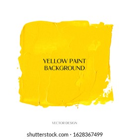 Yellow art texture design. Abstract paint square spot isolated on isolated white background - Vector