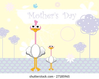  yellow artistic background with duck and duckler on mother day