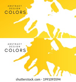 Yellow artistic horizontal banners with white paint splash decoration elements. Abstract creative design. Backgrounds collection with hand drawn texture.