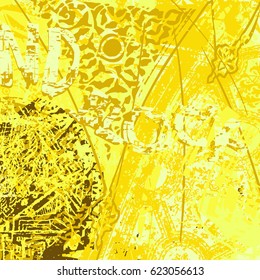 yellow artistic neo-grunge style abstract backgrounds, made with hand drawn textures and brushes