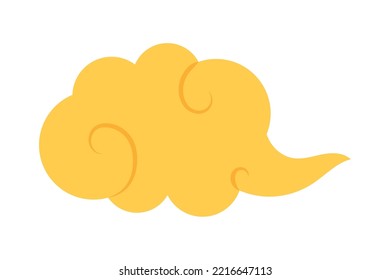 nube asiática amarilla sobre fondo blanco