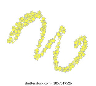 Yellow asterisks in the line. Star, Background. Vector illustration.