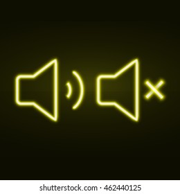 Yellow Audio Speaker Volume Icon. Vector Illustration