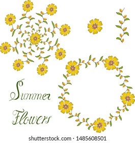 Yellow autumn flowers in a postcard on which you can write your text. Vector hand draw illustration EPS10 for congratulations. Celebrate happy mood vector  illustration.