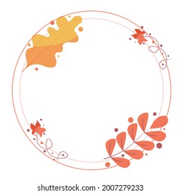 yellow autumn frame of round shape with leaves