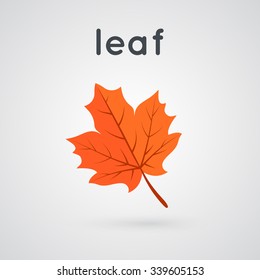 Yellow autumn leaf. Cartoon simple illustration. 