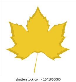 Yellow Autumn leaf in flat style. Isolated on white. Autumn graphic resourse