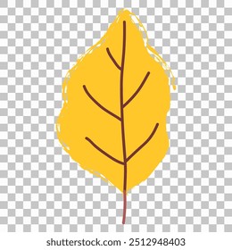 Yellow autumn leaf. Vector clipart isolated on transparent background