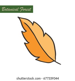 Yellow autumn leaves easy outline and pastel color vector.