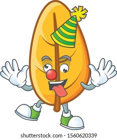 Yellow autumn leaves in with mascot clown
