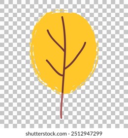 Yellow autumn little leaf. Vector clipart isolated on transparent background