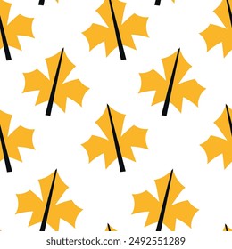 Yellow autumn maple leaves seamless vector pattern background