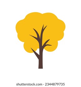 Yellow Autumn Tree Simple Flat Icon. Suitable for design of websites, postcards, books, patterns and other purposes 