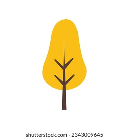Ilustración simple en estilo plano del árbol de otoño amarillo. Adecuado para el diseño de sitios web, postales, libros, patrones y otros fines 