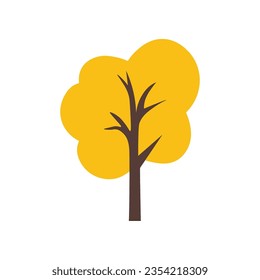 Yellow Autumn Tree Vector Image. Suitable for design of websites, postcards, books, patterns and other purposes 