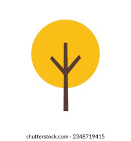 Ilustración vibrante simple del vector de árbol de otoño amarillo en estilo plano. Adecuado para el diseño de sitios web, postales, libros, patrones y otros fines 