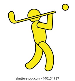 yellow avatar man and golf bats side view over isolated background,vector illustration