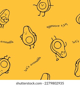 yellow avocado pattern simple vector print