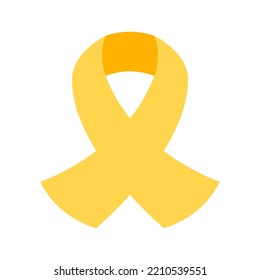 Yellow awareness ribbon for bone cancer and troops support symbol