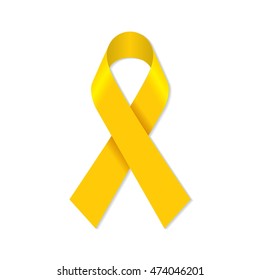 Yellow awareness ribbon for bone cancer and troops support symbol.