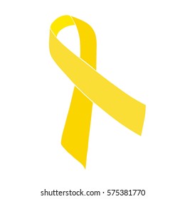 Yellow awareness ribbon. Bone cancer and troop support symbol.