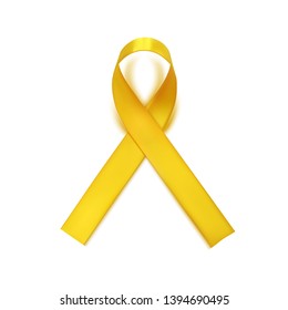 Yellow Awareness Ribbon Isolated On White Stock Vector (Royalty Free ...