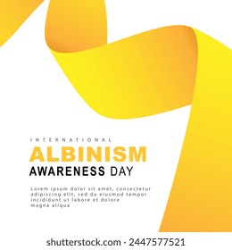 Yellow awareness ribbon - symbol of a rare genetic disease. Concept of the poster for the International Albinism Awareness Day. Vector illustration on a white background.