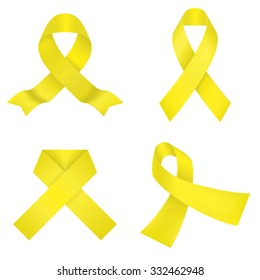 Yellow awareness ribbon. Vector illustration