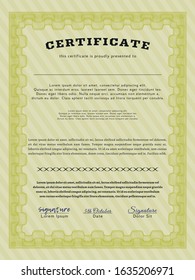 Yellow Awesome Certificate template. With background. Money design. Detailed. 