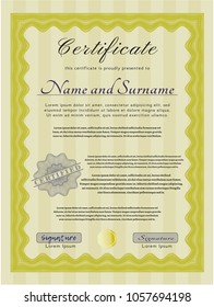   Yellow Awesome Certificate template. With complex linear background. Good design. Customizable, Easy to edit and change colors. 
