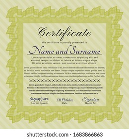 Yellow Awesome Certificate template. Complex background. Elegant design. Customizable, Easy to edit and change colors. 