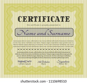 Yellow Awesome Certificate template. Customizable, Easy to edit and change colors. With complex background. Sophisticated design. 