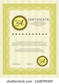Yellow Awesome Certificate template. Customizable, Easy to edit and change colors. With linear background. Lovely design. 
