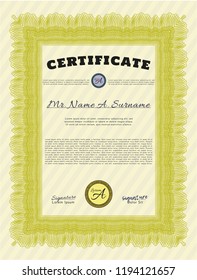 Yellow Awesome Certificate template. Customizable, Easy to edit and change colors. With linear background. Perfect design. 