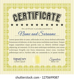 Yellow Awesome Certificate template. Customizable, Easy to edit and change colors. Easy to print. Good design. 