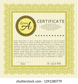 Yellow Awesome Certificate template. Customizable, Easy to edit and change colors. Printer friendly. Elegant design. 