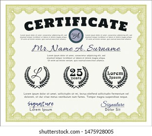 Yellow Awesome Certificate template. Customizable, Easy to edit and change colors. Easy to print. Elegant design. 