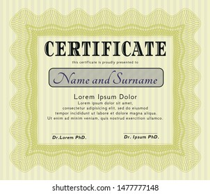 Yellow Awesome Certificate template. Customizable, Easy to edit and change colors. With quality background. Sophisticated design. 