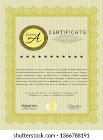 Yellow Awesome Certificate template. Easy to print. Superior design. Customizable, Easy to edit and change colors. 