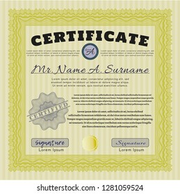 Yellow Awesome Certificate template. Elegant design. Customizable, Easy to edit and change colors. Printer friendly. 