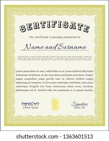 Yellow Awesome Certificate template. Elegant design. Customizable, Easy to edit and change colors. With great quality guilloche pattern. 