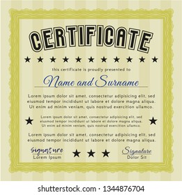 Yellow Awesome Certificate template. Excellent design. Detailed. With quality background. 